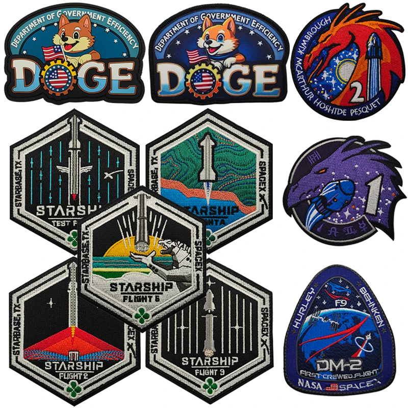 Autentická vesmírna hviezdna loď Test Test Let Embroideed Patch NASA SpaceX Crew-2 Mission Crew-1 Table Adsest Patch na oblečení