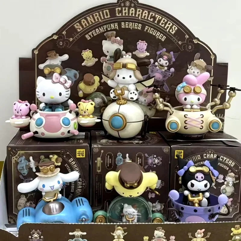 Autentické nové zásoby Sanrio Family Steampunk Series Anime Postavy roztomilé Kuromi Katie Cat Decorácie figuríny darčeky pre dievčatá