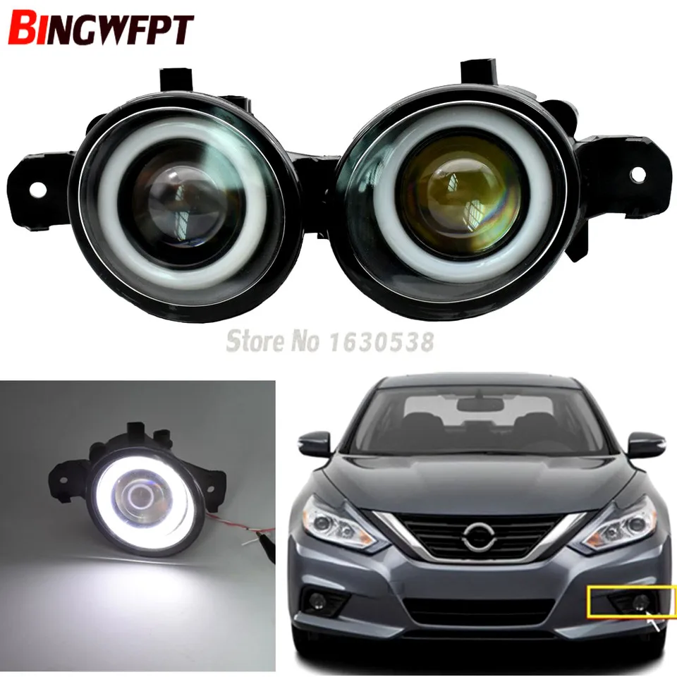 Auto Angel Eye Fog Light Zostava LED LED Hmla Denná žiarovka DRL 12V H11 pre Nissan Qashqai pre Altima Maxima Rogue Sentra