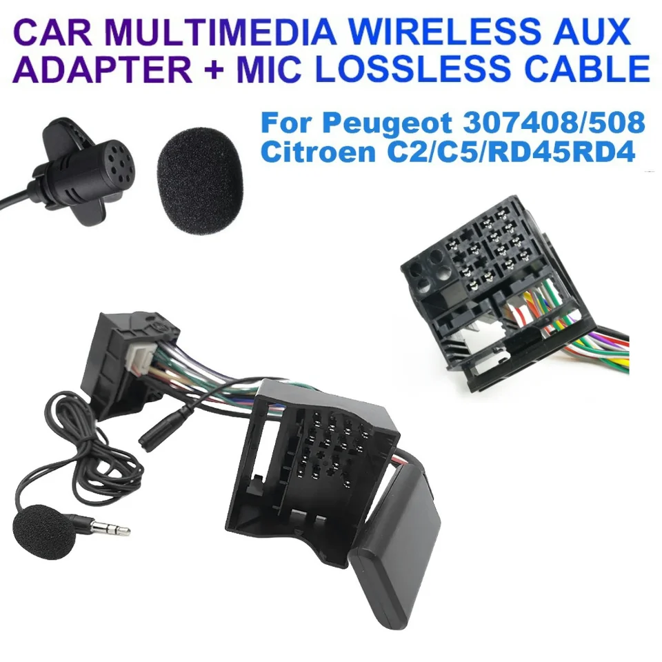Auto bezdrôtové stereofónne aux-in audio Bluetooth kompatibilné modul zavolajte súpravu Handsfree pre Peugeot 207 307 407 308 Citroen C2 C3 RD4