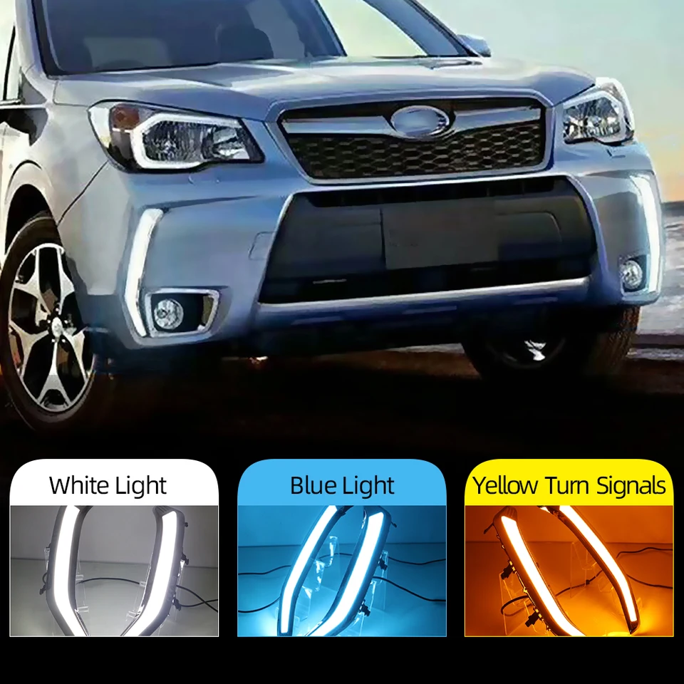 Auto blikanie 2ks LED pre Subaru Forester 2013 2014 2015 2016 2017 2018 Denné bežecké svetlo DRL Turn Siganl s nočnou modrou farbou