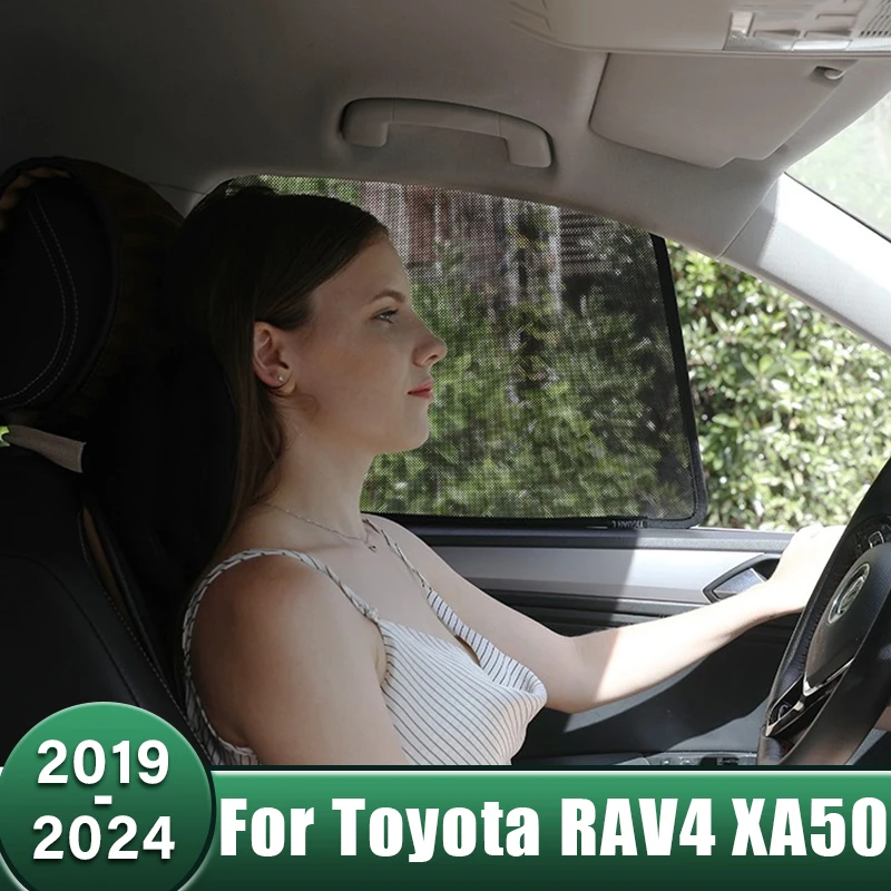 Auto bočné okno Sunshade Net Sun Shade Anti UV Ochrana krytu pre Toyota RAV4 XA50 2019 2020 2021 2022 2023 2024 RAV 4 Hybrid