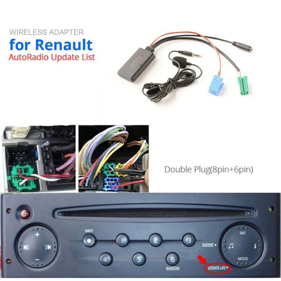 Auto-kompatibilný modul Handsfree CAR Bluetooth kompatibilný kábel s adaptérom zvukového kábla mikrofón pre Renault Kangoo