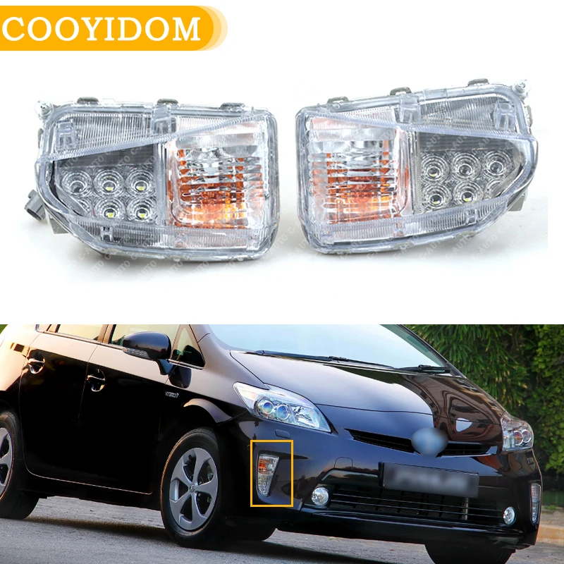 Auto LED DRL predné nárazník FOG Hmlové svetlá Hmlové svetlo Denná lampa Denné svetlo Light pre zostavu Toyota Prius ZVW30 2012-2015
