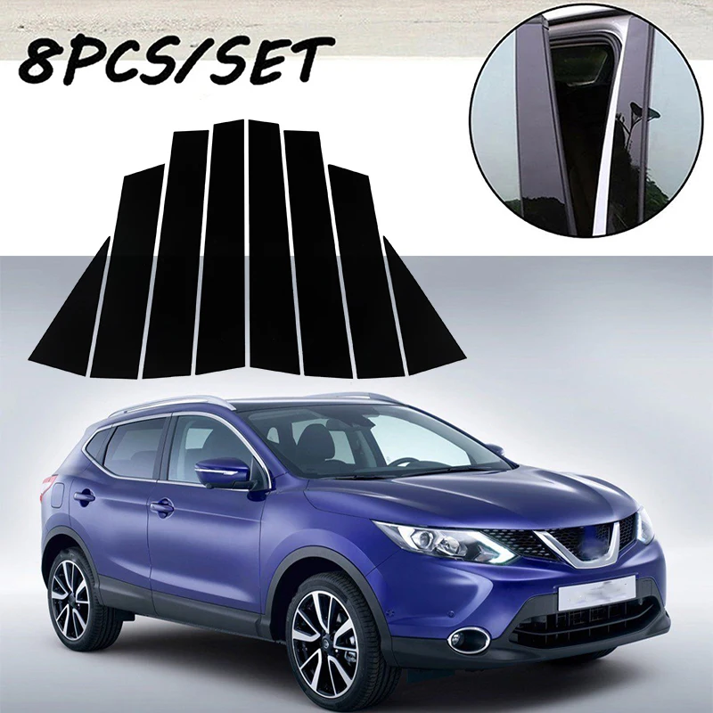Auto leštené stĺpové stĺpiky okenné obklady kryte lišta nálepky pre Nissan Qashqai J11 2016-2022