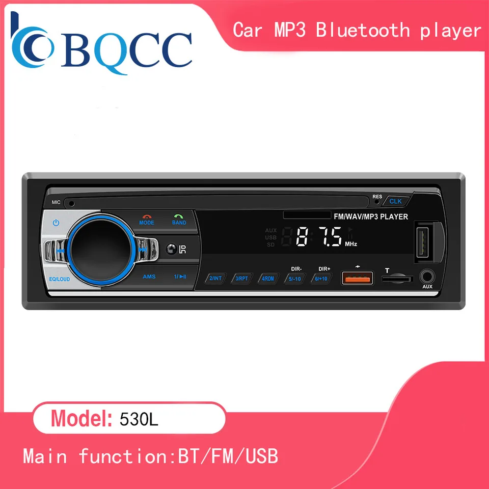 Auto MP3 prehrávač FM Radio AUX Vstup bluetooth pripojenie stereo prehrávanie napájanie pamäte JSD 520 530