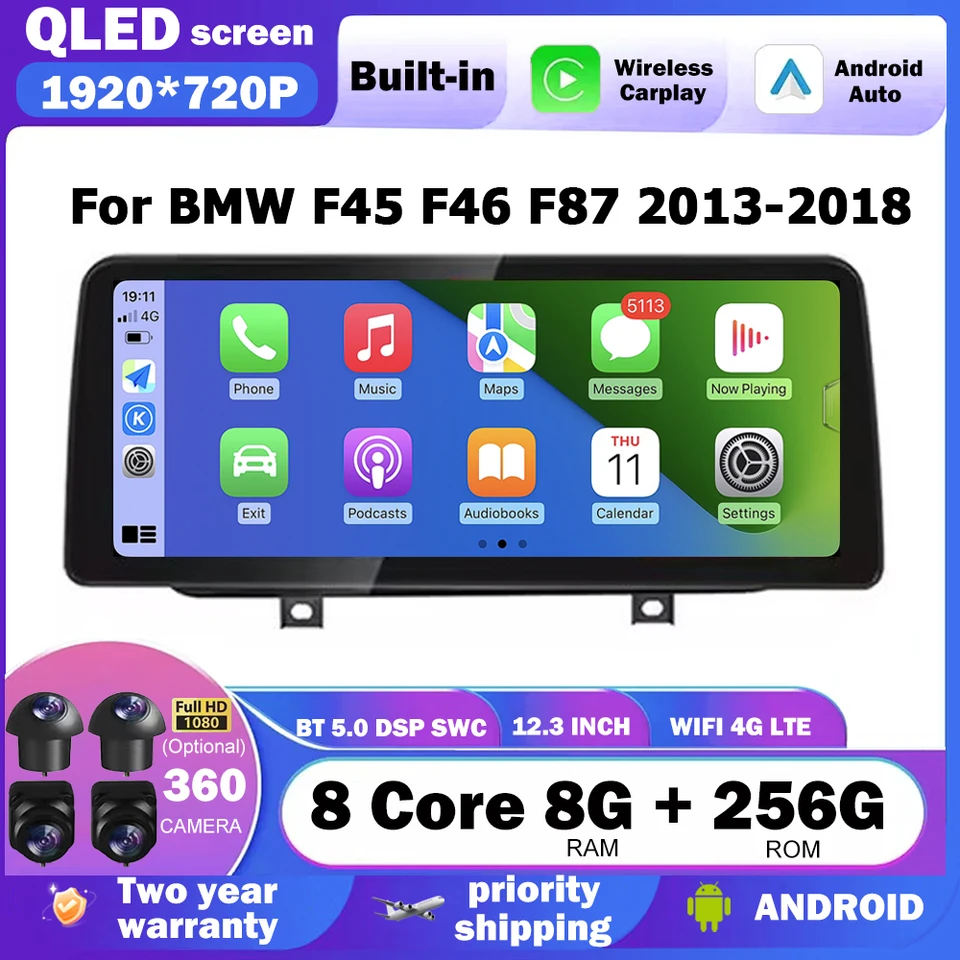 Auto multimediálne stereofónne rádio hráč WiFi pre BMW F45 F46 F87 2013-2018 ID8 DSP CarPlay Android Auto 12.3 