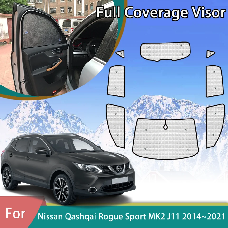 Auto Plné obaly slnečnice pre Nissan Qashqai J11 2014 ~ 2021 Ochrana pred slnkom Černé sklo bočné okno Visor Automatické príslušenstvo 2015