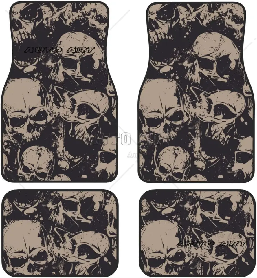 Auto predné zadné podlahové nohy retro-halloween-si-skullové rohože