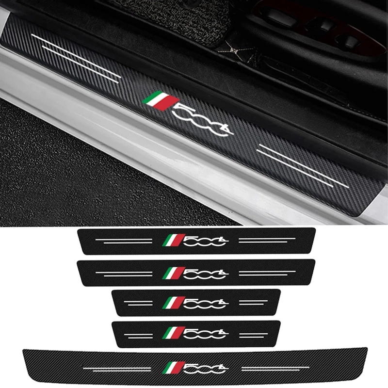 Auto predného zadného dverí prahový tanier pre 500 l 500 odznak uhlíkové vlákno vítaný pedál Pedál Trunk Bumper Praomhhold Protector Sticker