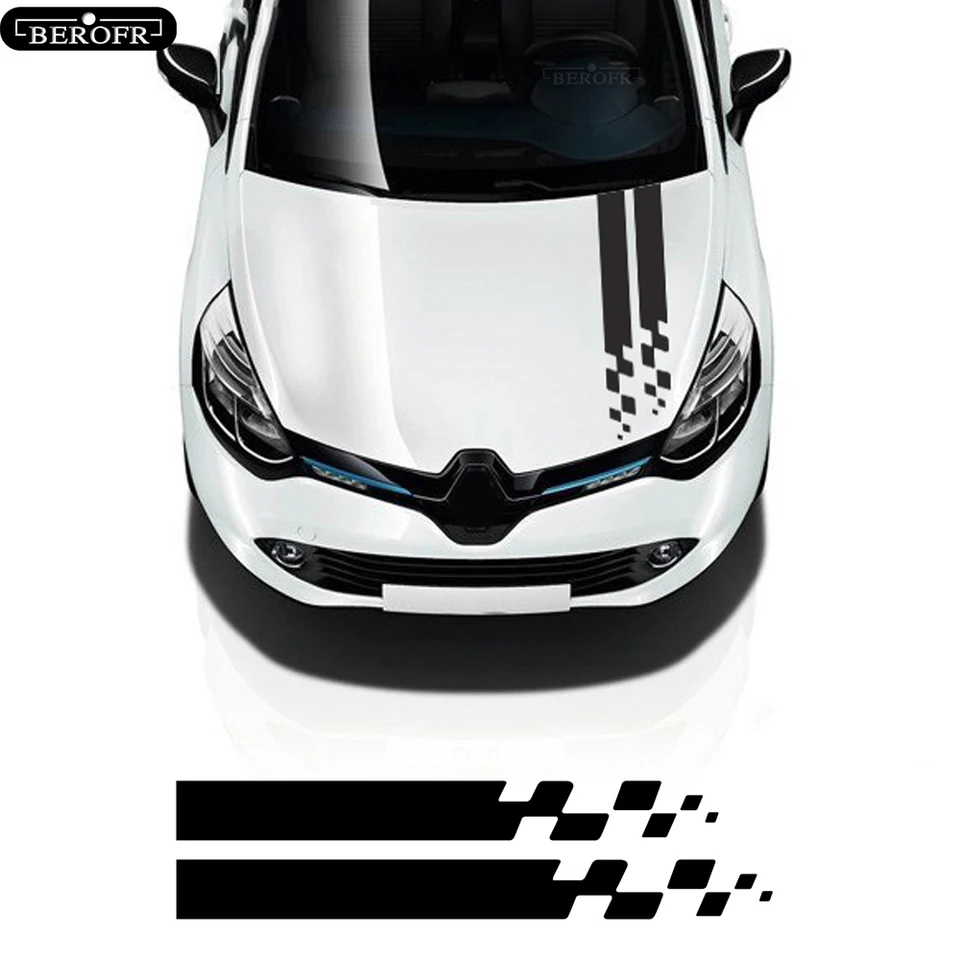 Auto pruhy k kapucňu pretekárske dostihy kapoty športové nálepky pre Renault Megane Clio rs Captur Sandero Espace Twingo Scenic Laguna Trafic Trafic
