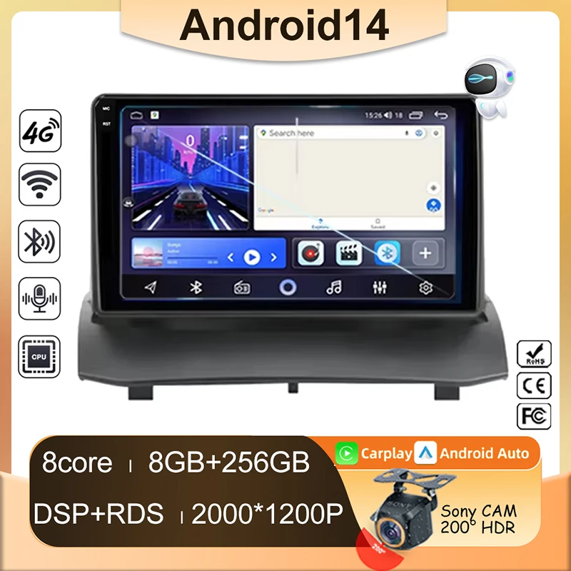 AUTO RÁDIO Android pre Ford Fiesta MK7 2009 -2017 Automatické video prehrávač CarPlay SCREE SCREE GPS hlava navigácia Bluetooth 2DIN DVD
