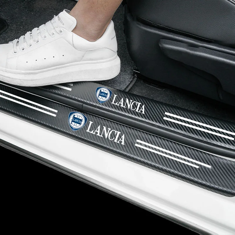 Auto s nálepkami ochrany proti uhlíkovým vláknovým obsahom loga pre protektory pre Lanciu Ypsilon Delta Musa Nera thema Stratos y Phedra Auto Accessorie