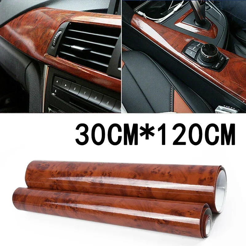 Auto s vysokým lesklým maroon farebným nálepkou automobilový interný lepidlo DIY film Drevené zrno vinyl obtisky Univerzálne interiérové ​​príslušenstvo