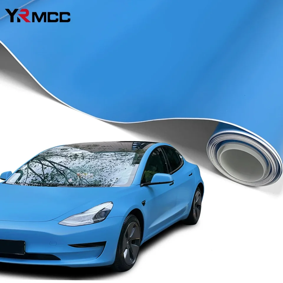 Auto slepka Sky Blue Matte Film Self-pasívny automobil Vinyl Wrap Air-Release Technológia vodotesná nálepka pre moto automatické doplnky