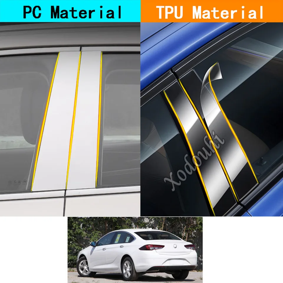 Auto TPU/Glossy Mirror stĺp stĺp stĺpikový stĺpový kryt okenné nálepky príslušenstvo 6ks pre Buick Regal 2017 2018 2019 2020 2021-2023