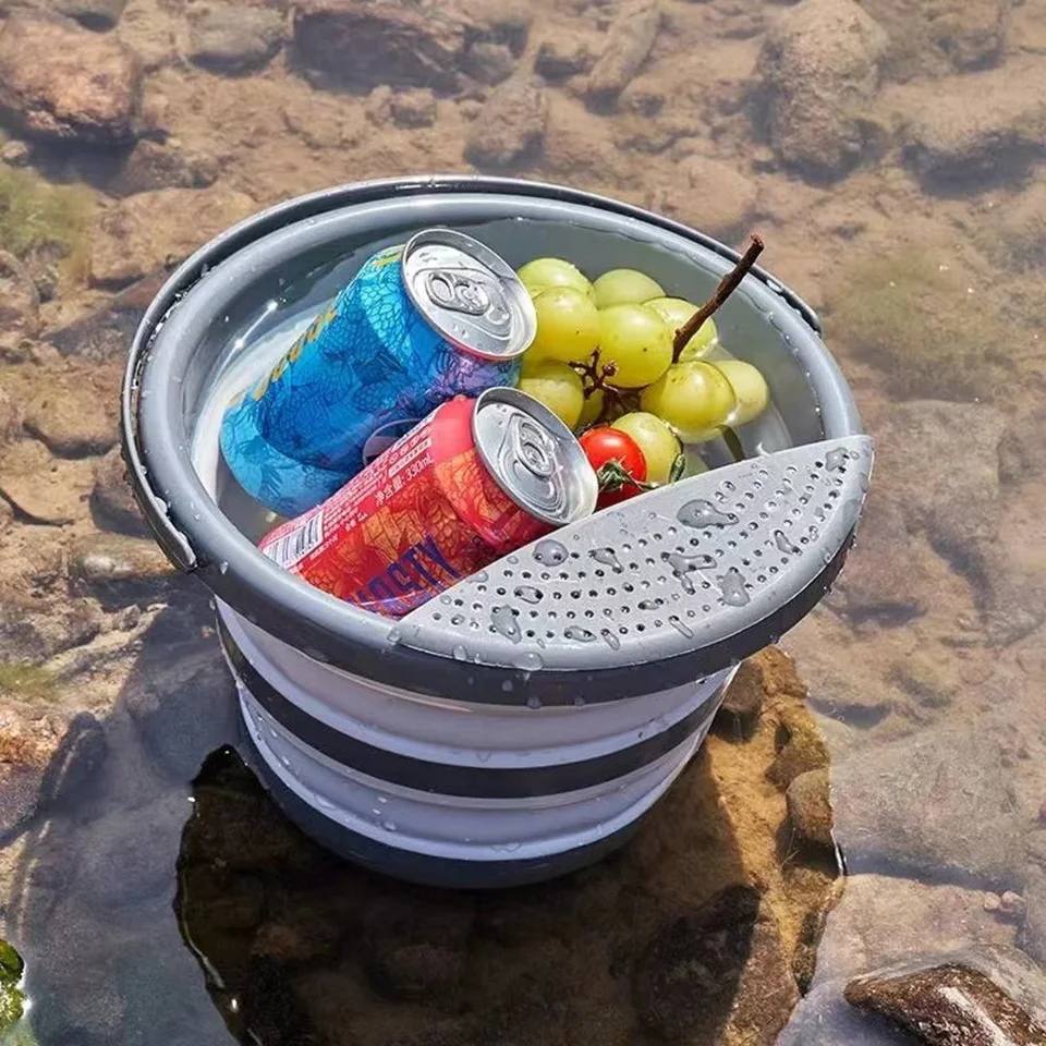 Auto umývanie vedra Outdoor Fishing Supplie kúpeľňa skladacie vedro Kuchynský tábor vedro 5L silikónové vedro