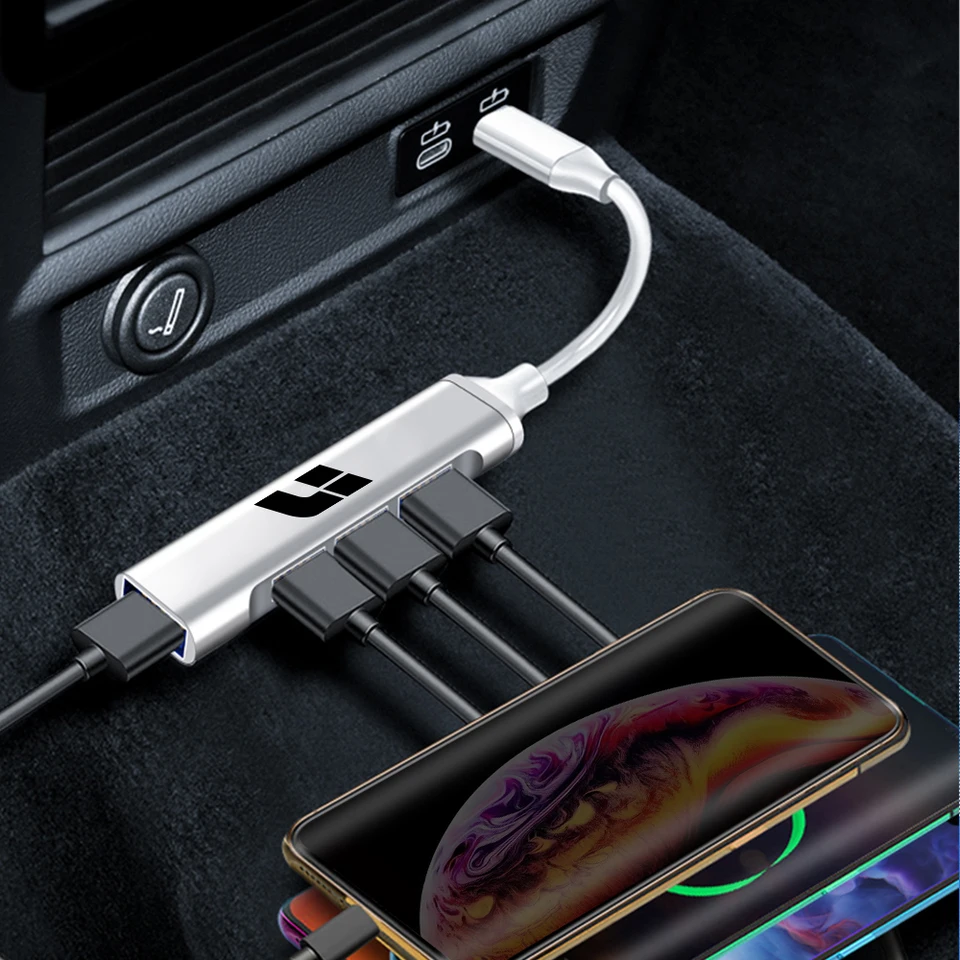 Auto USB Hub Type C Splitter Docking Station Charger Interiérové ​​príslušenstvo pre Li Auto L9 Max Lixiang L7 One Pro L8 Li9 Mega L6