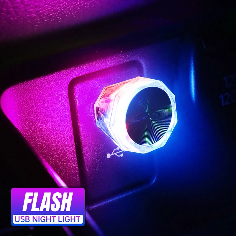 Auto USB nočné svetlo LED farebné bleskové osvetlenie dekoratívna lampa Power breh vhodné pre nočný spánok a prenosné osvetlenie