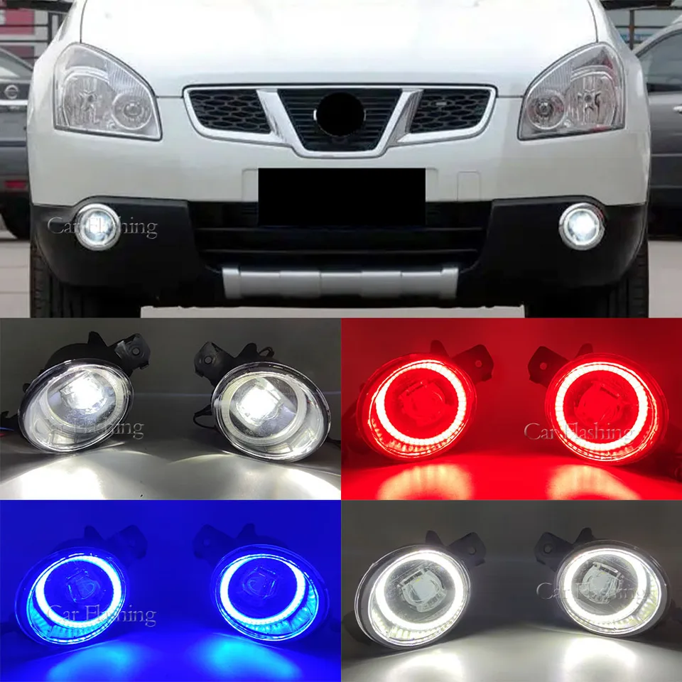 Auto vedené anjelské oči Foglight pre Nissan Qashqai Qashqai+2 J10 Fog Light Kit Drl 12v 2007 2008 2009 2010 2010 2011 2011 2013 Hmlová lampa