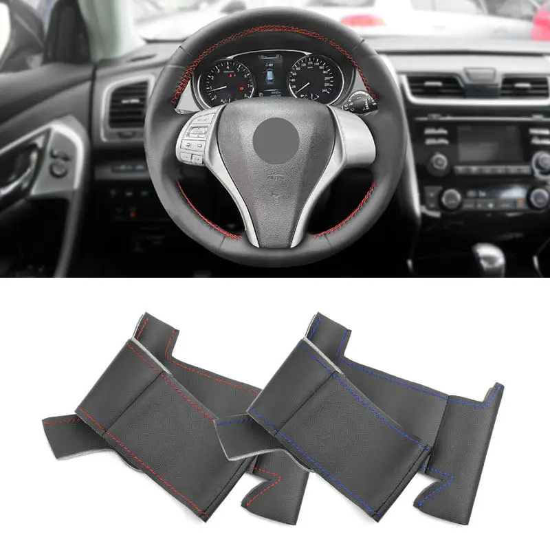 Auto volant Čierna mikrovláknová koža chráni kryt pre Nissan Teana Altima X-Trail Qashqai 2014-2017 Tiida Pulsar Navara