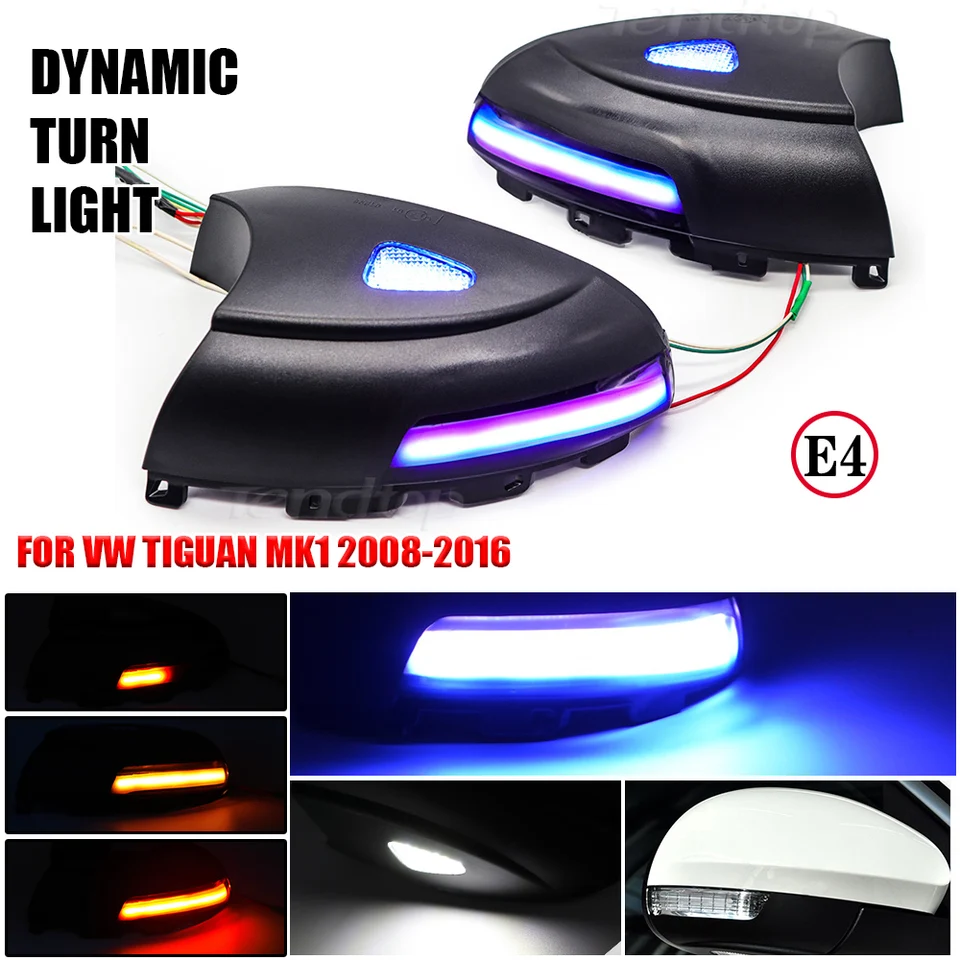 Auto vľavo pravý spätný pohľad bočné zrkadlo Turn Signal Signal Light LED LAMP pre Volkswagen VW Tiguan MK1 2008-2016 Indikátorové svetlo