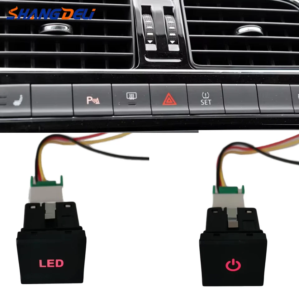 Auto červené LED svetlo napájanie vypnutia tlačidla spínača pre Volkswagen VW Polo 6c 2014 2015 2015 2016