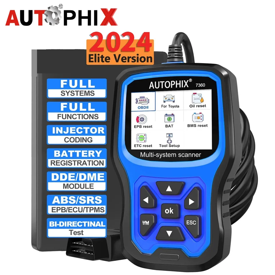 Autofix 7360 OBD2 Scanner Automotive Code Reader pre Toyota All System ABS EPB SRS Oil BAT RESET Diagnostický nástroj