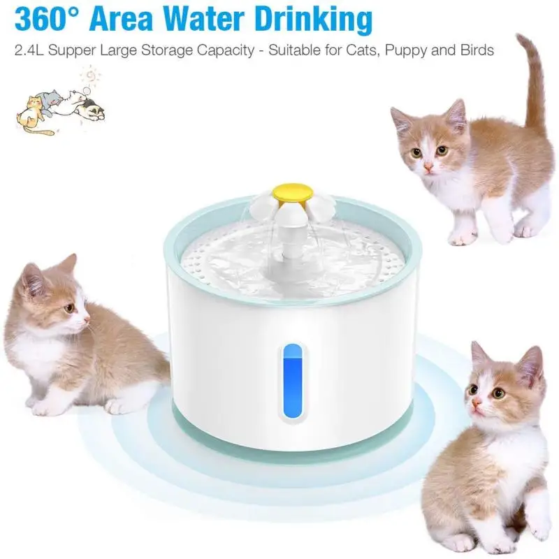 Automatická fontána pre mačku s mačkou s LED osvetlením 2,4 l psov Cat Rabbit Mute Dispenser DispenSer Bowl Supply Supplies Pity Feed Feeder