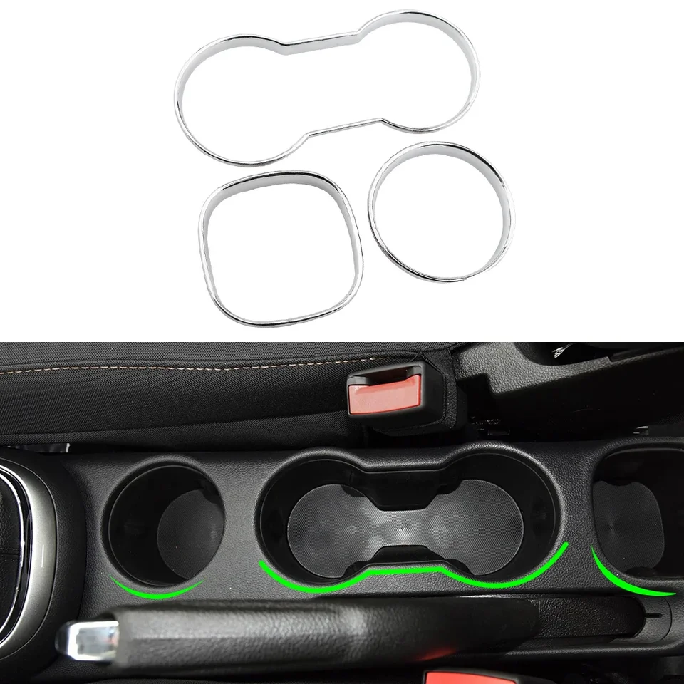 Automatické 3ks/sada ABS Chrome Car Cuil Cup Dolder Panel Panel Rám TRIM pre Chevrolet Trax 2014 - 2018 kryty automobilov