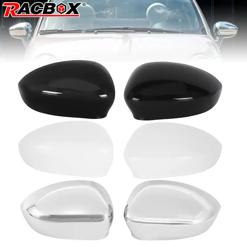 Automatické bočné krídlo spätné zrkadlo krycí kryt lesklý čierny /biely /chróm pre Fiat 500 500C Grande Punto 595 Abarth 695 EVO 2007-2024