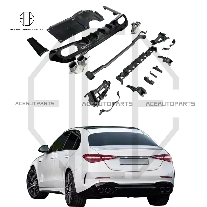 Automatické diely CAE Zadný difúzor s chvostovým potrubím pre Benz C Class W206 AMG Zadný nárazník Spoiler Lip C43