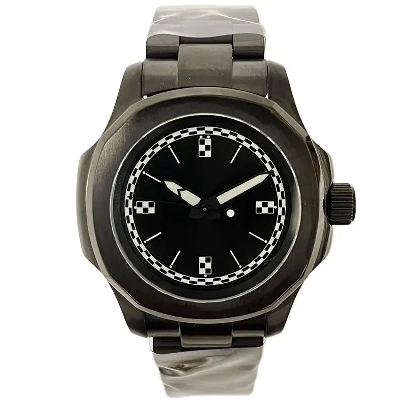 Automatické hodinky pre mužov 42 mm PVD čierne puzdro NH35 pohyb zafírových krištáľových priehľadných sponzorov chrbta s bezpečnostnou vodotesnou