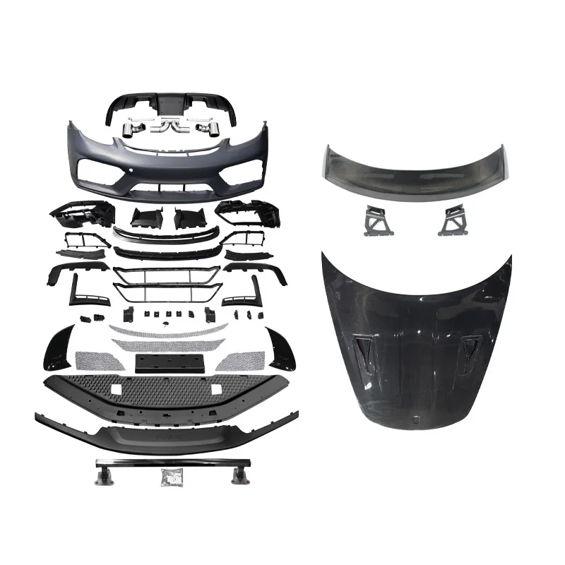 Automatické ladenie dielov PP plastový predný nárazník Zostava zadného spojlera Motor Hood 718 Upgrade GT4 BodyKit pre Porsche 718 982 BodyKit