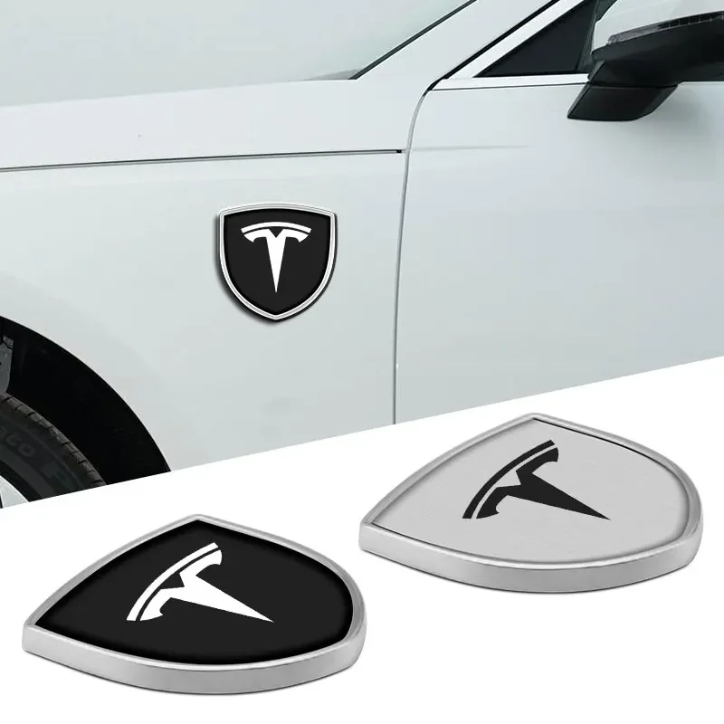 Automatické logo Car Car Tail Trunk Side Body Decor Decan Shieldmetal Decal pre Tesla Model 3 Model XY Model Model s Roadster Car Auta