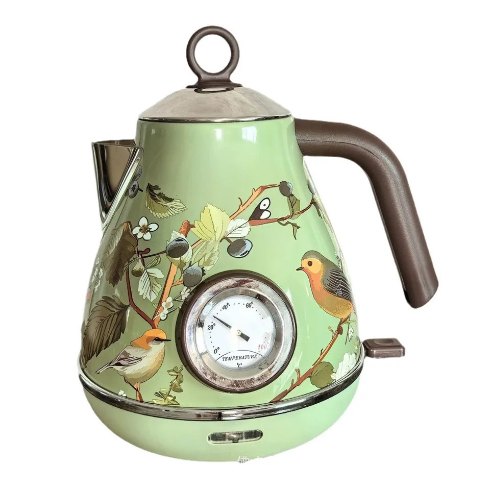 Automatické napájanie retro zelenej nálepky na nálepku Elektronická kanvica s vriacou vodou s teplomerom 304 bezstarostná oceľ 1850 W 1,7 l