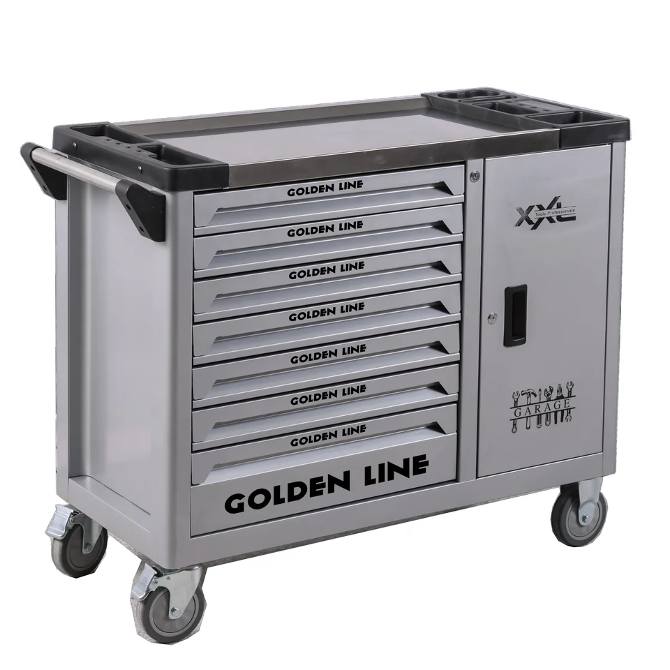 Automatické opravy garážové valcové skrinky 7-zásuvné skrinky na náradie Workshop Storage Storage Tool Trolley