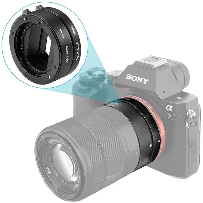 Automatické zaostrenie makro predlžovacie trubice pre Sony E-Mount A6300 A6500 A6000 A7 A7II A7III A7SII NEX-7 NEX-6 NEX5R NEX-3N NEX-5