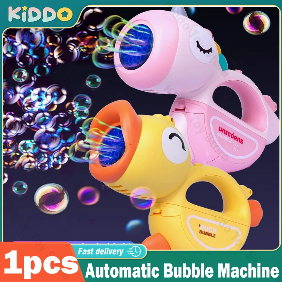 Automatický bublinkový stroj Duck detské kúpele Hračky zvierat Handheld Bubble Gun s popruhmi Party hry vonkajšie darčeky pre deti