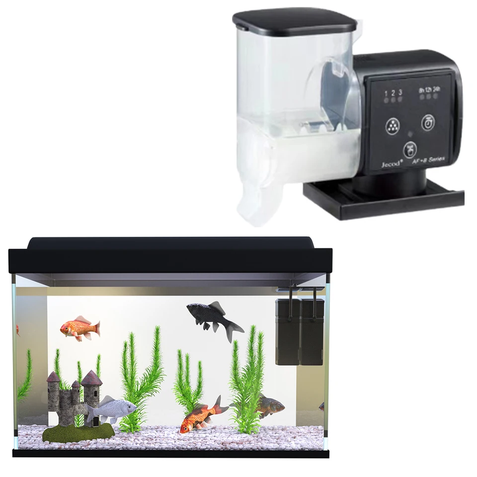 Automatický kŕmny rýb Fish Tank Feeder Auto Fish Food Dispenseer pre akvárium malá nádrž korytnačka betta koi