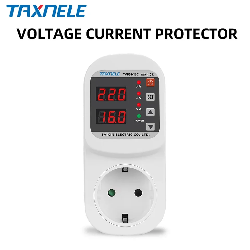 Automatický napätie Prúdový chránený zásuvka AC 220V 110V Nastaviteľná 16A Power prepätia chránič EÚ EU Pluget SAFE ORF