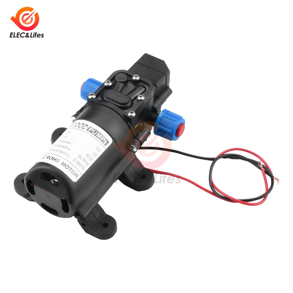 Automatický prietokový spínač 3-5L/min DC 12V 5A 60W 70W 72 W Automatické membrána Vodné čerpadlo Malé bezpečné vysokotlakové samonosné čerpadlá