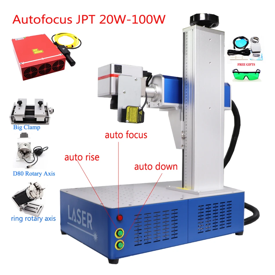 Automatocus laserové farebné označenie laserového značenia MOPA 20W 50W 50W JPT MOPA M7 60W 100W kovové rytie pre zlatý plast