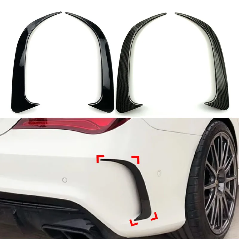 Automobil ABS čierny uhlíkový vzhľad zadný nárazník SPOILER AIR VET Vzdnitový kryt Side Canard pre Mercedes-Benz W117 CLA 200 250 260 45 AMG 2014-2018