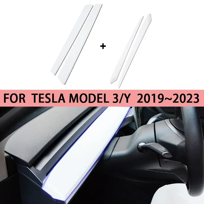 Automobil Dash & Door Wood Trim Vložte kryt pre Tesla Model 3 Y ABS Mid Console Split Set Set Dashboard Decor Panel Auto