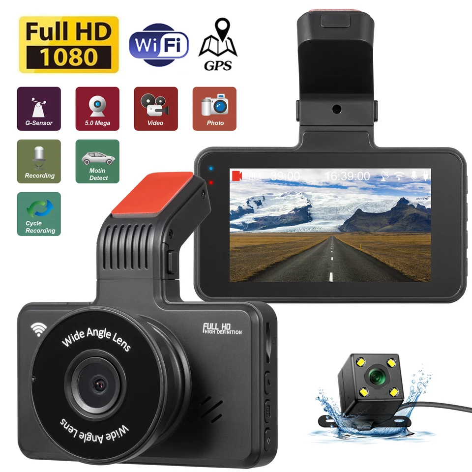 Automobil DVR WiFi Dash Cam zadný pohľad na automobil s fotoaparátom Full HD 1080p Video rekordér Auto Dashcam Black Box GPS Auto registrátora príslušenstva