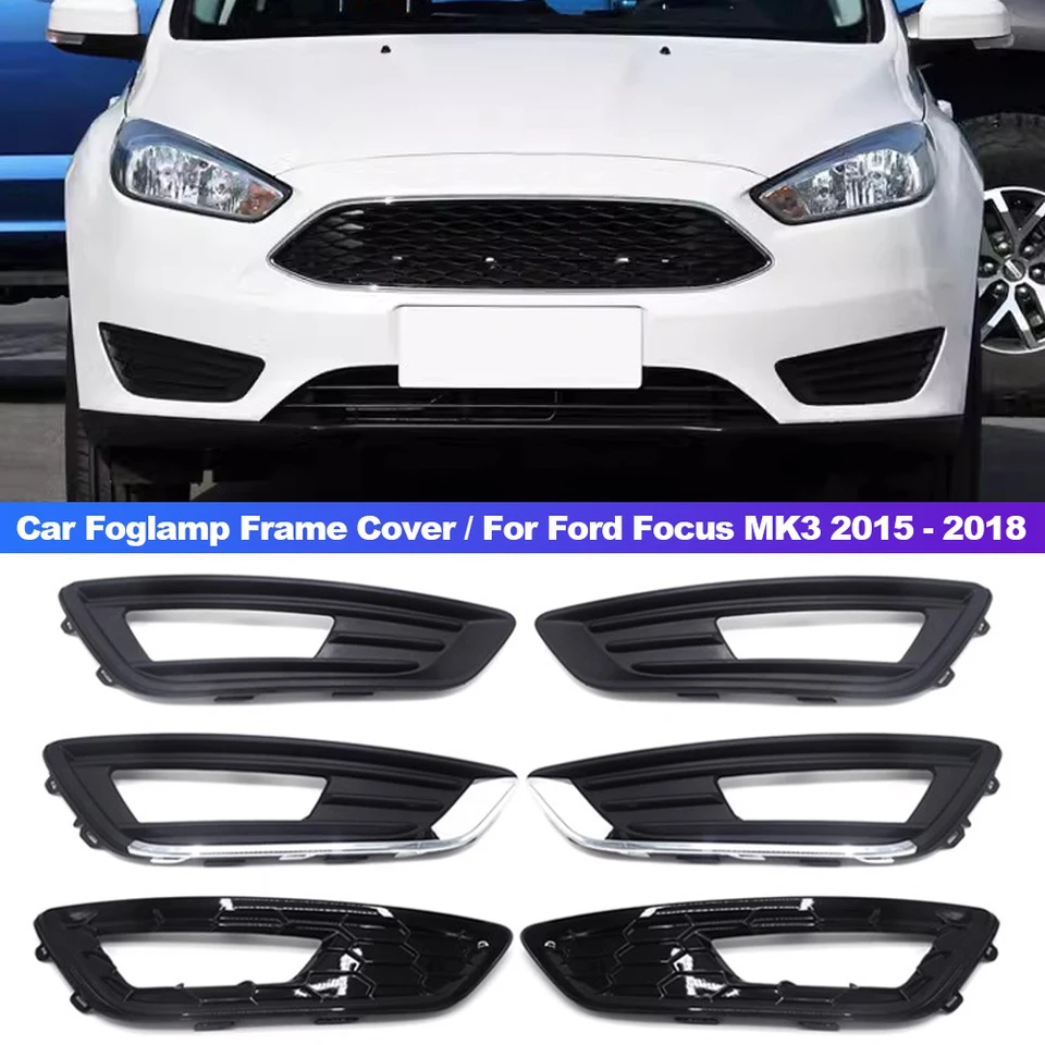 Automobil Foglight FogLamp predný nárazník Hmlové svetlo DRL Denná hnacia lampa Cover Grille Grille Grille pre Ford Focus MK3 2015 - 2018