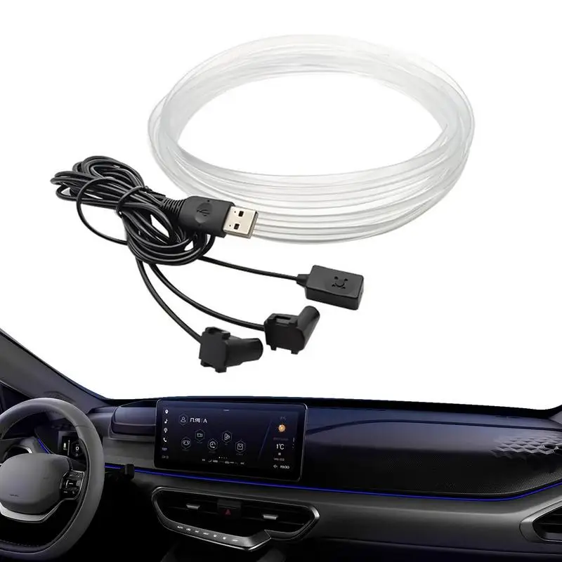Automobil LED Svetlo 5V Optické optické vlákno LED pásové svetlá pre autá Flexibilné 9,8 stôp auta Neon Lights Prevádzka ľahké pásmo pre autá