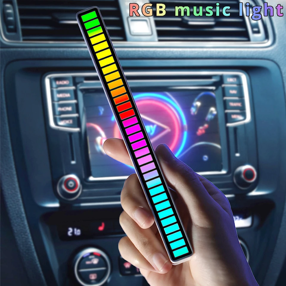 Automobil LED zvuk Control Light Bar RGB Ambient Pickup Rhythm Lamp Music Music USB nastavený automobil Automotivo Strip pre automobilové rodinné párty