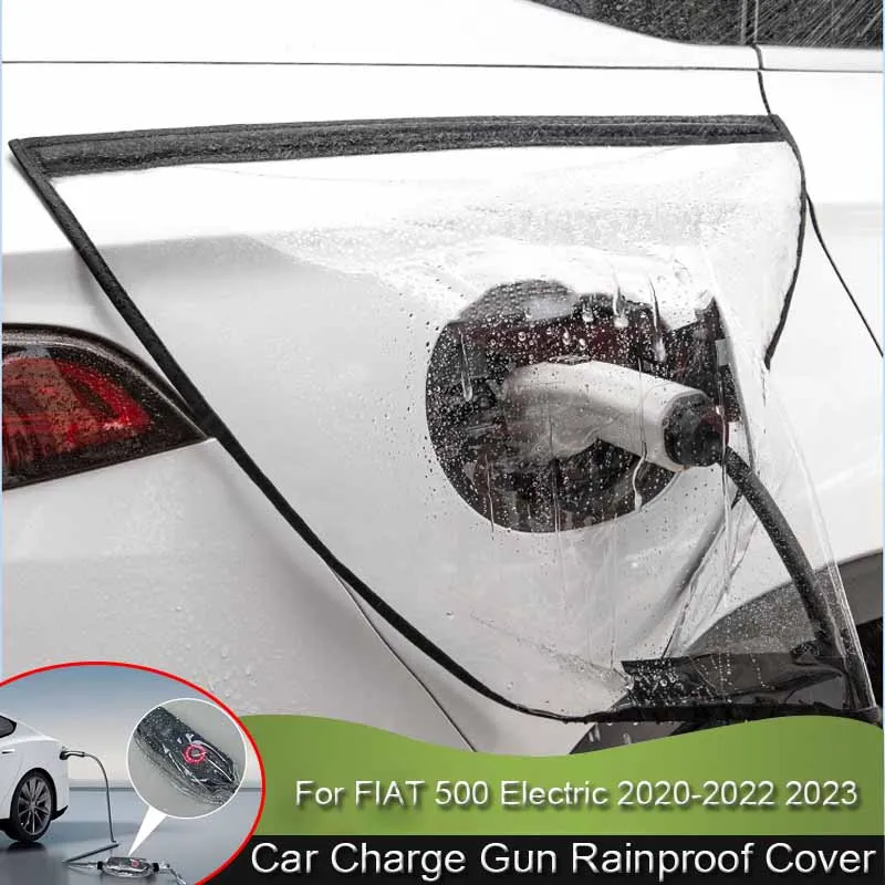 Automobil Nové energetické nabíjanie Port Rain Cover pre Fiat 500 Electric 2020-2022 2023Rain odolný prach proti nabíjačkom EV nabíjačky ochrany elektrického